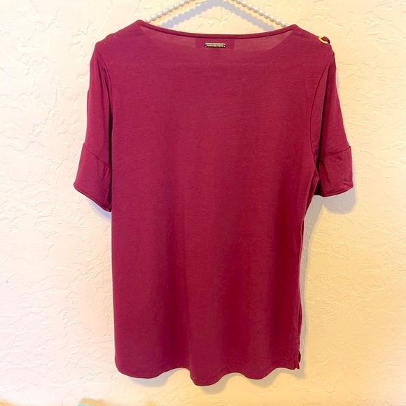 Michael Kors top Purple with Gold grommets short flared sleeves  Sz. Medium - Picture 2 of 10